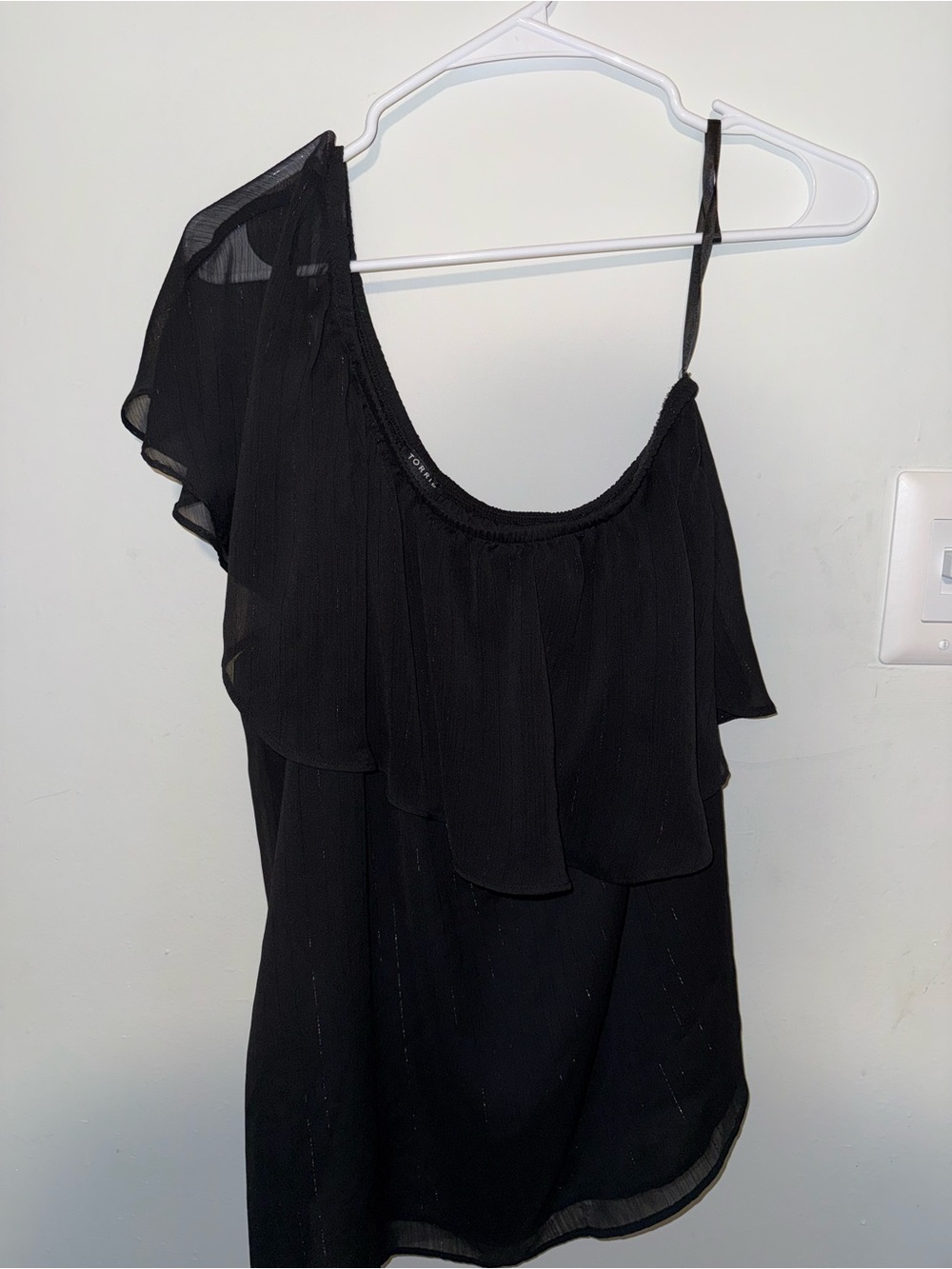 torrid Black One-Shoulder Ruffle Blouse